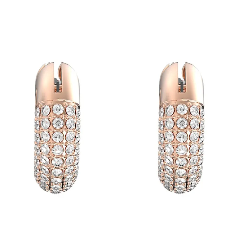 Swarovski Schmuck Swarovski Dextera Roségoldfarben Weiße Kristallbesetzte Creolen