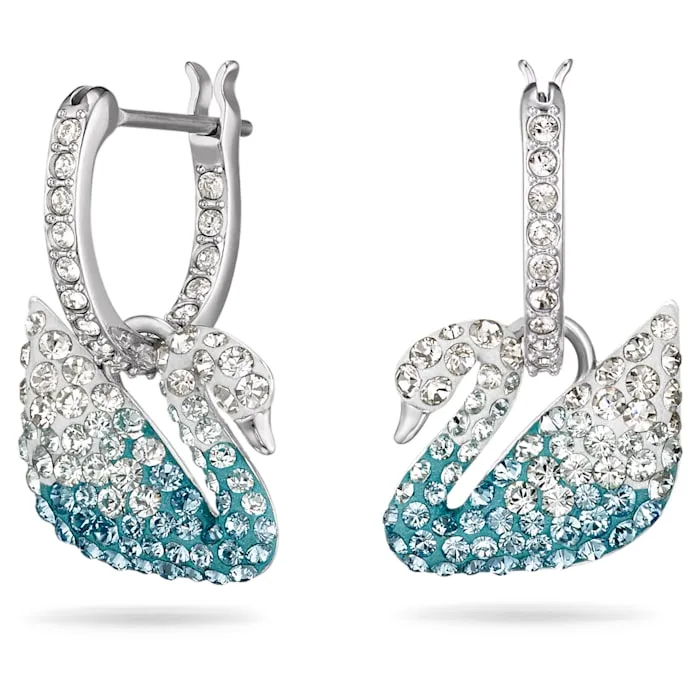 Swarovski Schmuck Swarovski Ikone Schwan Blaue Rhodinierte Kristall Ohrringe