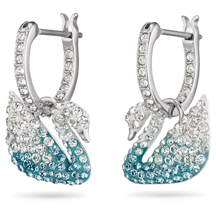 Swarovski Schmuck Swarovski Ikone Schwan Blaue Rhodinierte Kristall Ohrringe