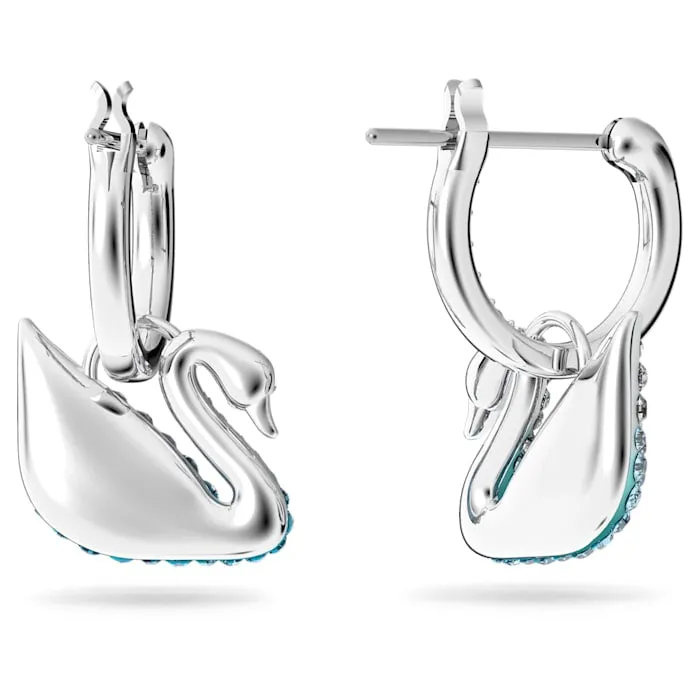 Swarovski Schmuck Swarovski Ikone Schwan Blaue Rhodinierte Kristall Ohrringe