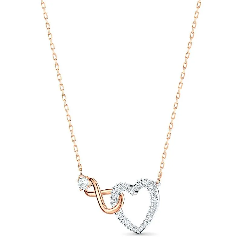 Swarovski Schmuck Swarovski Infinity Herz Kristall Roségold Set