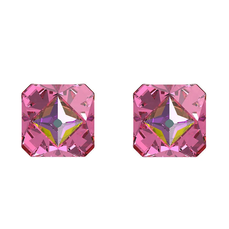 Swarovski Schmuck Swarovski Ortyx Goldton-beschichtete rosafarbene Kristall-Pyramidenschliff-Steckerohrringe