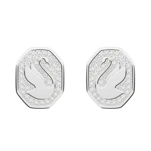Swarovski Schmuck Swarovski Signum Rhodium-beschichtete weiße Kristall-Schwan Steckerohrringe