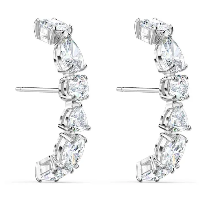 Swarovski Schmuck Swarovski Tennis Deluxe Weiß Rhodiniert Gemischte Manschetten Ohrringe