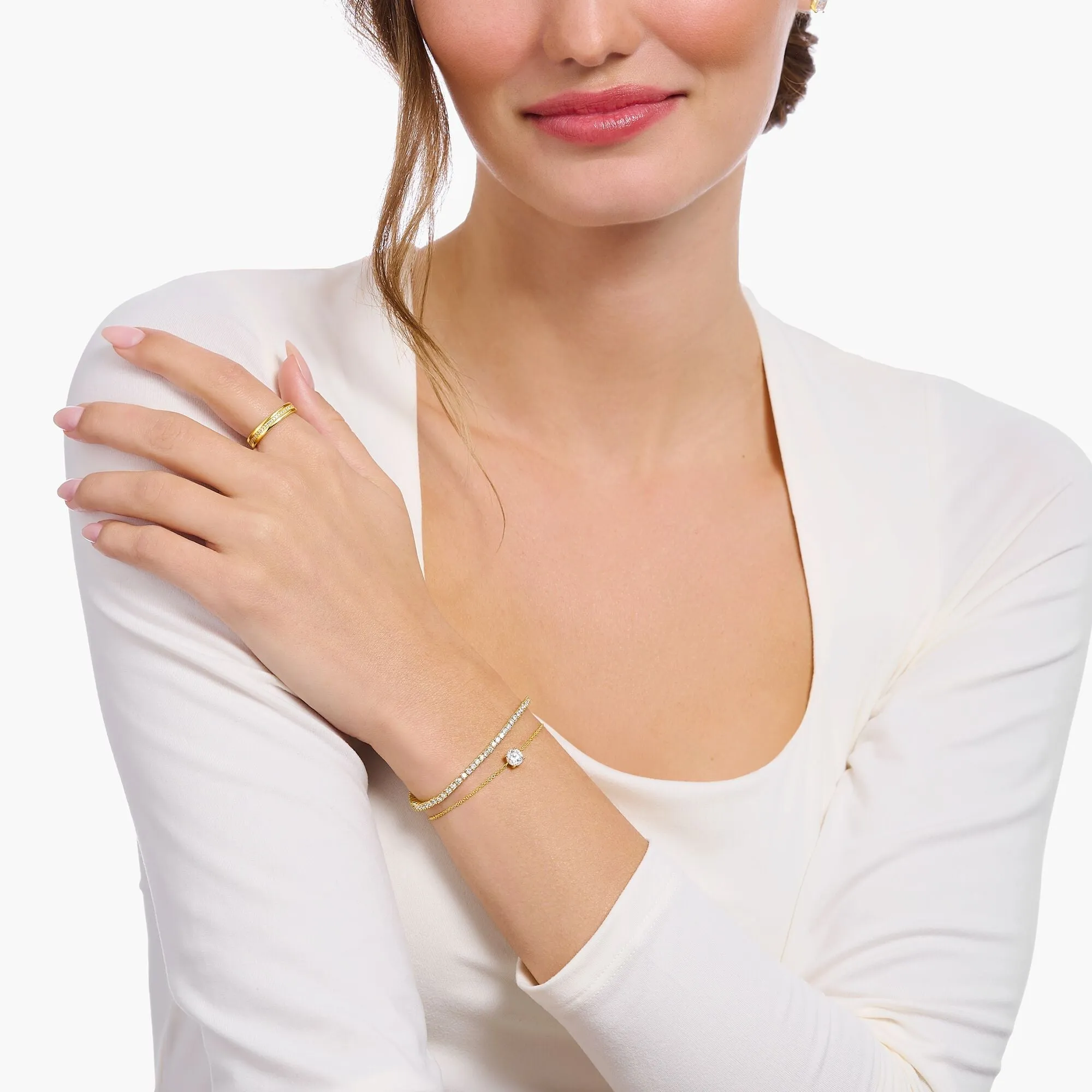 Thomas Sabo Schmuck Thomas Sabo vergoldetes Sterling Silber Kreis Weiß Zirkonia Armband