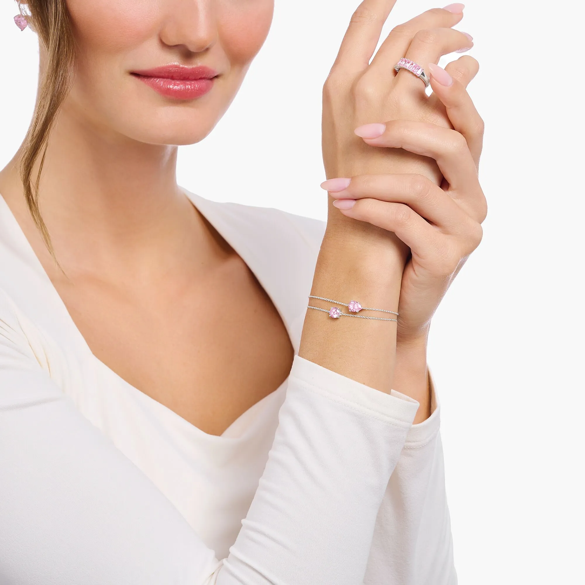 Thomas Sabo Schmuck Thomas Sabo Sterling Silber Kreis Pink Zirkonia Armband