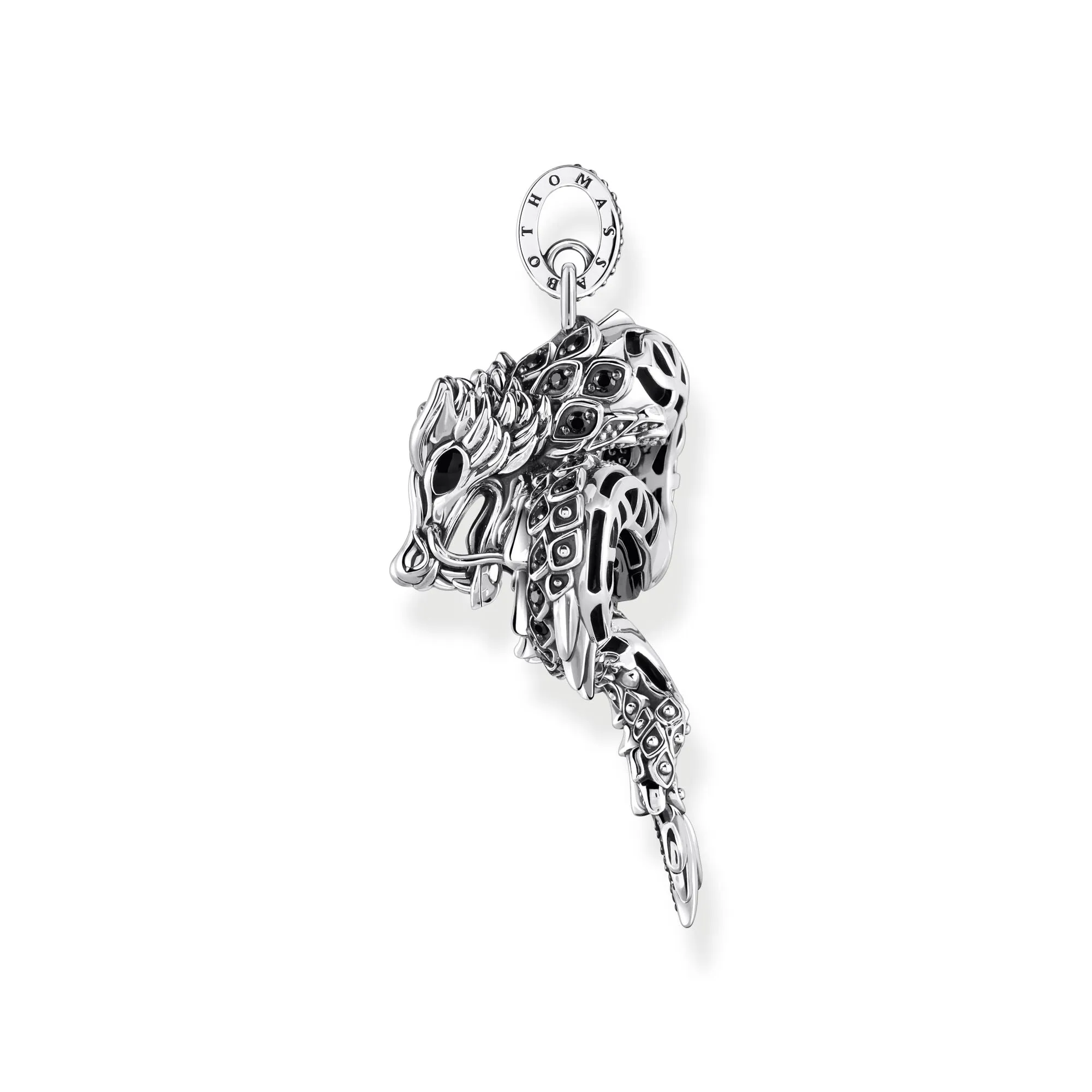 Thomas Sabo Herrenanhänger Schmuck Drachenanhänger mit schwarzem Zirkonia & Kaltemaille
