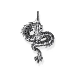 Thomas Sabo Herrenanhänger Schmuck Drachenanhänger mit schwarzem Zirkonia & Kaltemaille