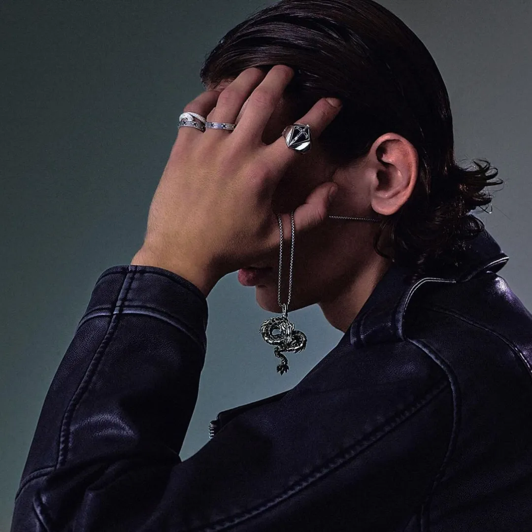 Thomas Sabo Herrenanhänger Schmuck Drachenanhänger mit schwarzem Zirkonia & Kaltemaille