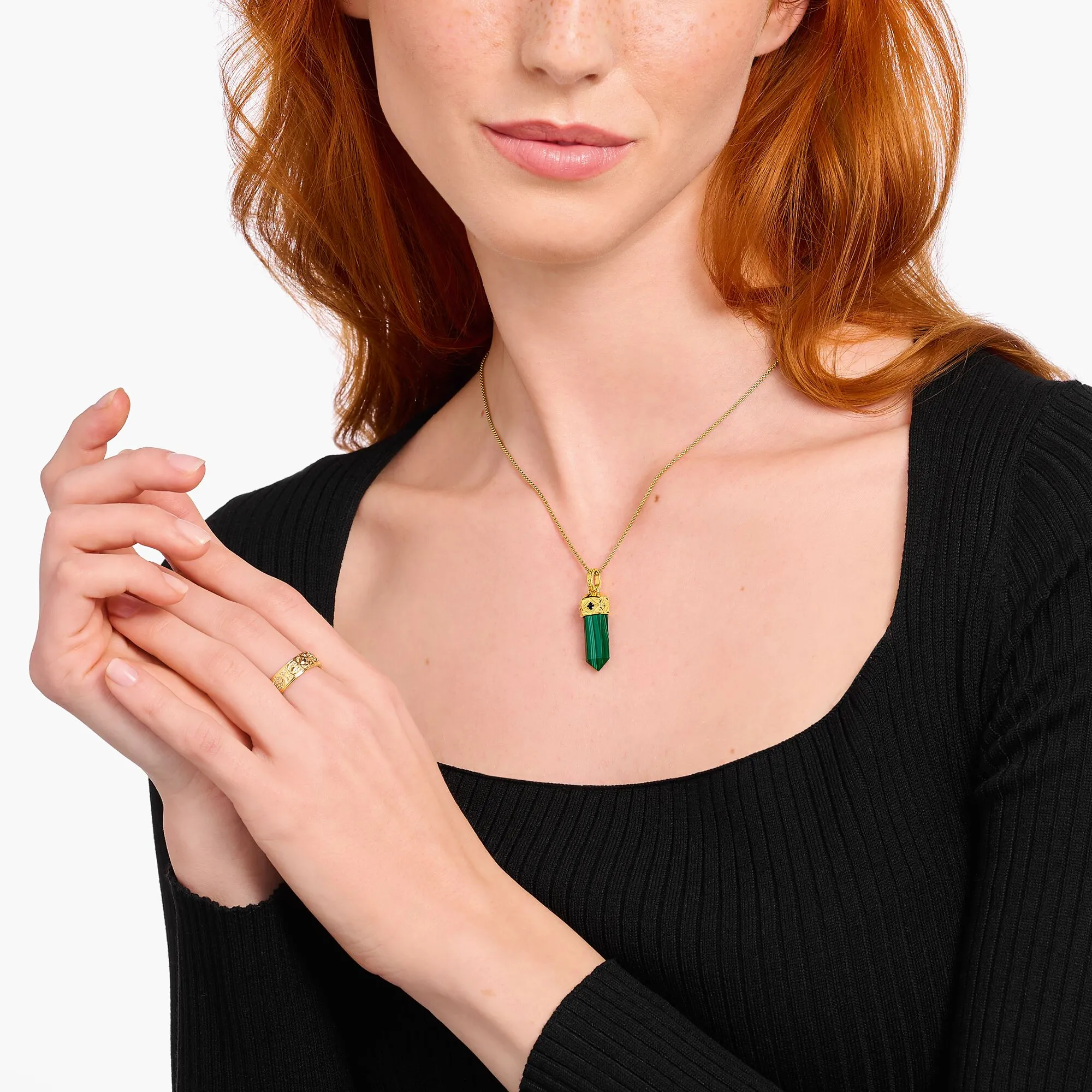 Thomas Sabo Herrenanhänger Schmuck Malachit Kristall Anhänger