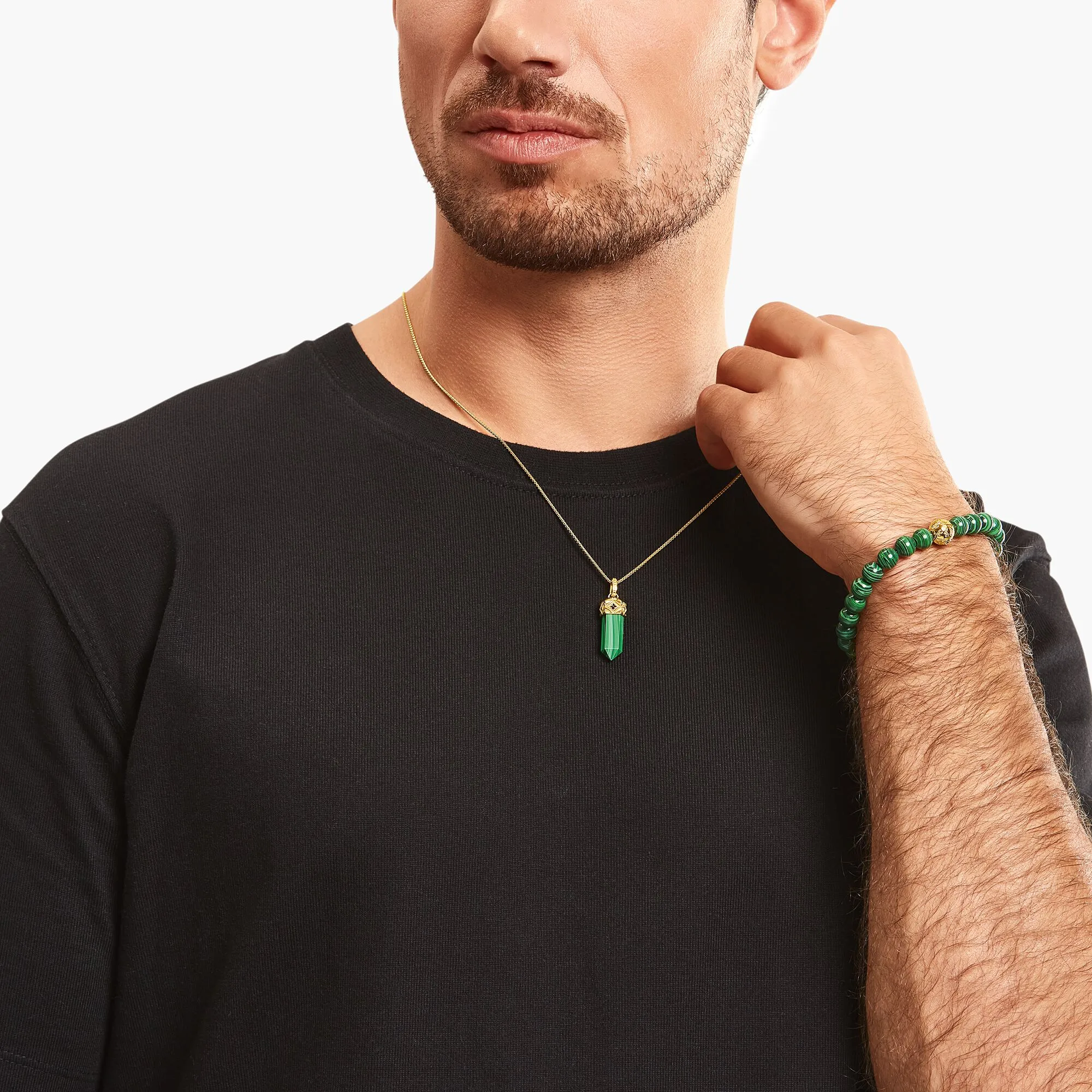 Thomas Sabo Herrenanhänger Schmuck Malachit Kristall Anhänger