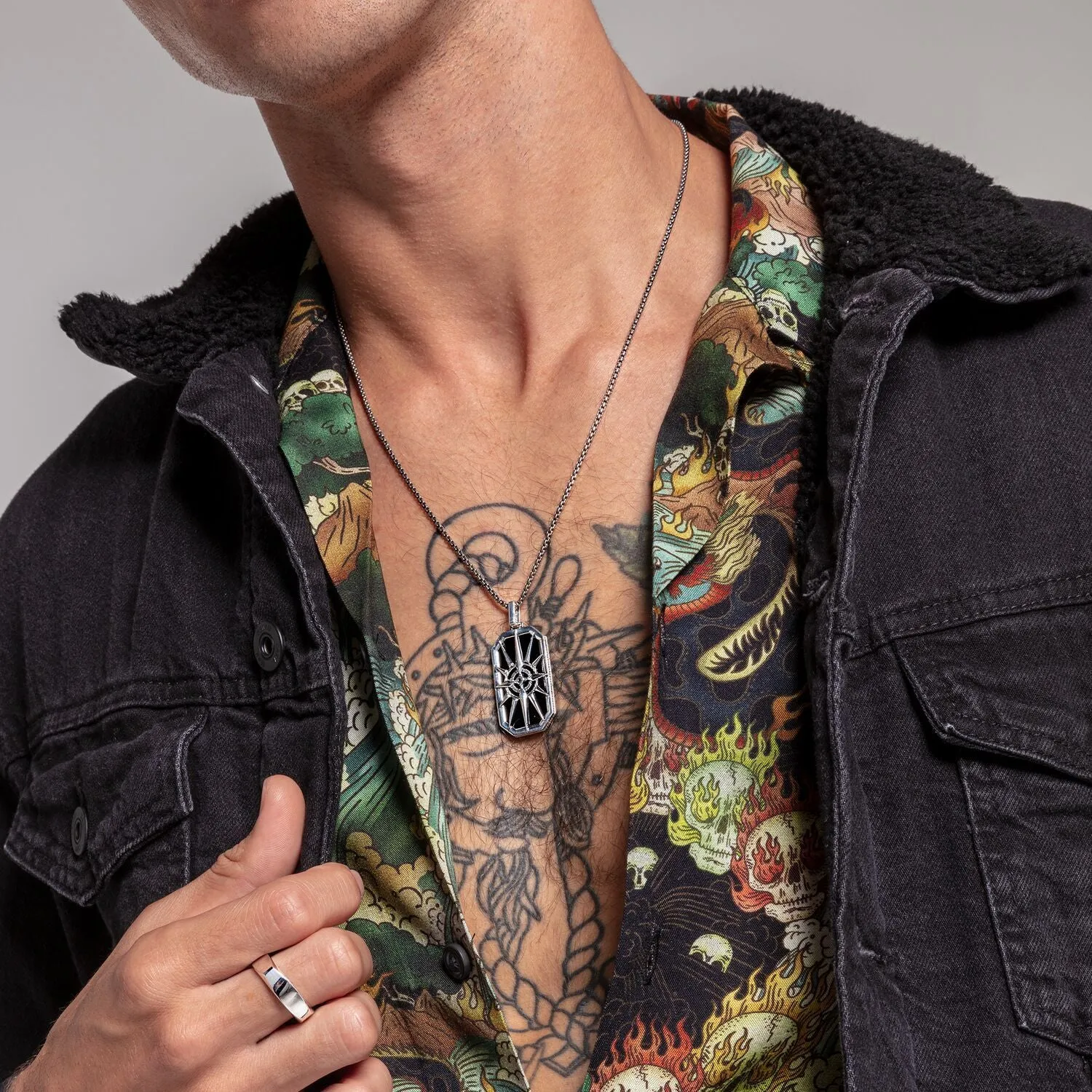Thomas Sabo Herrenanhänger Schmuck Anhänger Kompass Stern Schwarz