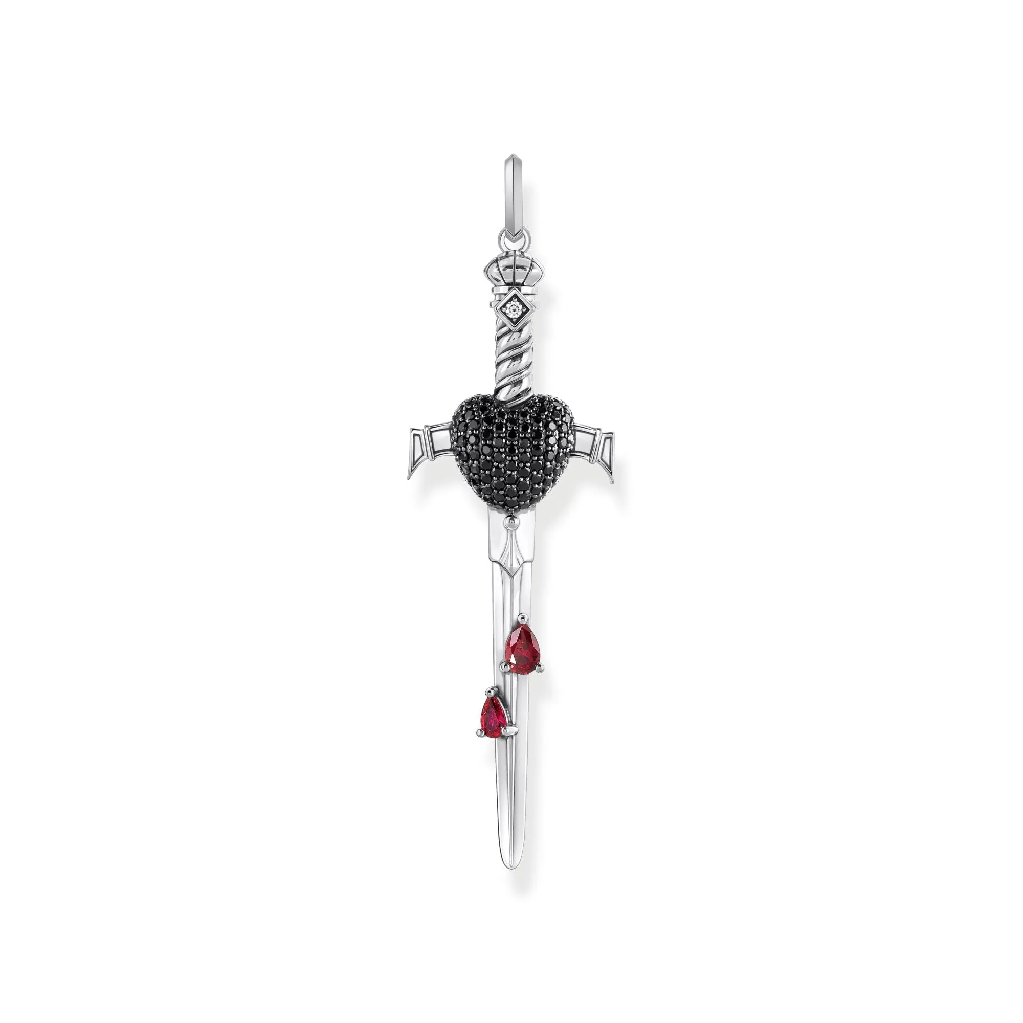 Thomas Sabo Herrenanhänger Schmuck Schwertanhänger mit schwarzen und roten Steinen