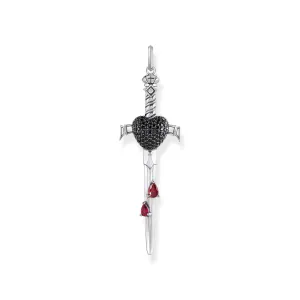 Thomas Sabo Herrenanhänger Schmuck Schwertanhänger mit schwarzen und roten Steinen