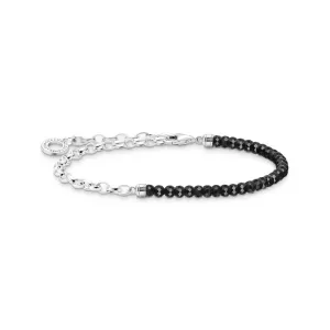 Thomas Sabo Silberschmuck Thomas Sabo Sterling Silber Charmista schwarzer Onyx Belcher 14-17cm Armband