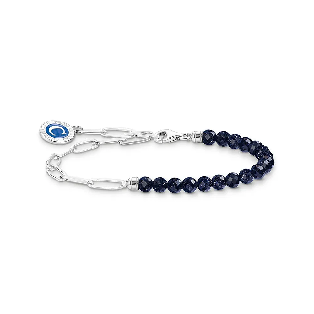 Thomas Sabo Silberschmuck Thomas Sabo Sterling Silber Charmista Perle Blau 19cm Charm Armband