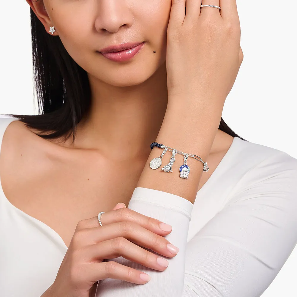 Thomas Sabo Silberschmuck Thomas Sabo Sterling Silber Charmista Perle Blau 19cm Charm Armband