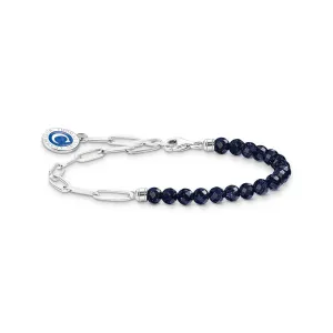 Thomas Sabo Silberschmuck Thomas Sabo Sterling Silber Charmista Perle Blau 19cm Charm Armband