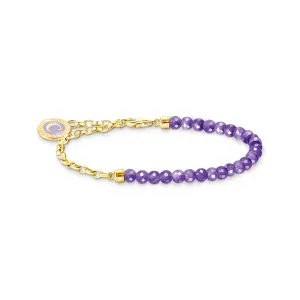 Thomas Sabo Damenarmband Gold Member Charm-Armband mit violetten Perlen