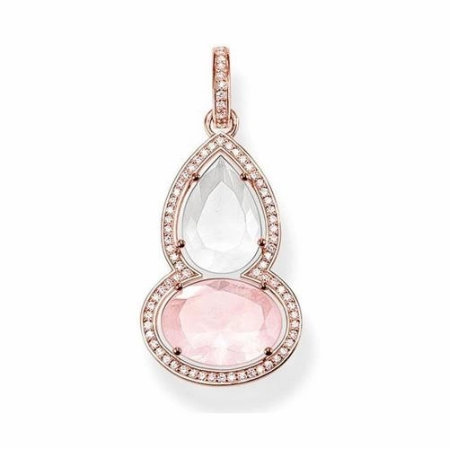 Thomas Sabo 18ct Rose Gold Plated Silver Milky & Rose Quartz Maharani Double Pendant PE697-702-9