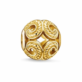 Thomas Sabo 18K Yellow Gold Plated Wave Karma Bead K0051-413-12