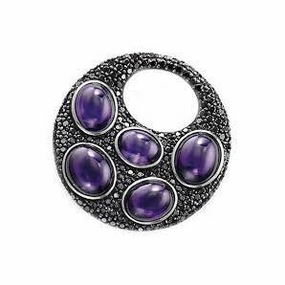 Thomas Sabo Large Purple Cabochon & Black Pave Pendant PE382