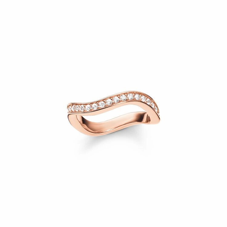 Thomas Sabo Rose Gold Zirconia Set Wave Eternity Ring TR2010-416-14