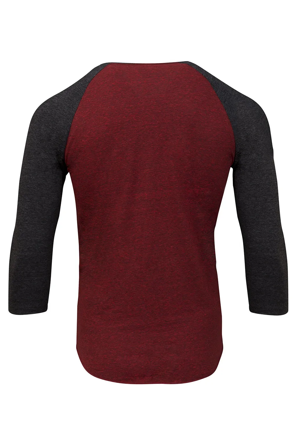 Threadfast Apparel Herren T-Shirt mit 3/4-Arm und Rundhalsausschnitt - Kardinalrot/Schwarz Kleidung Threadfast-Apparel