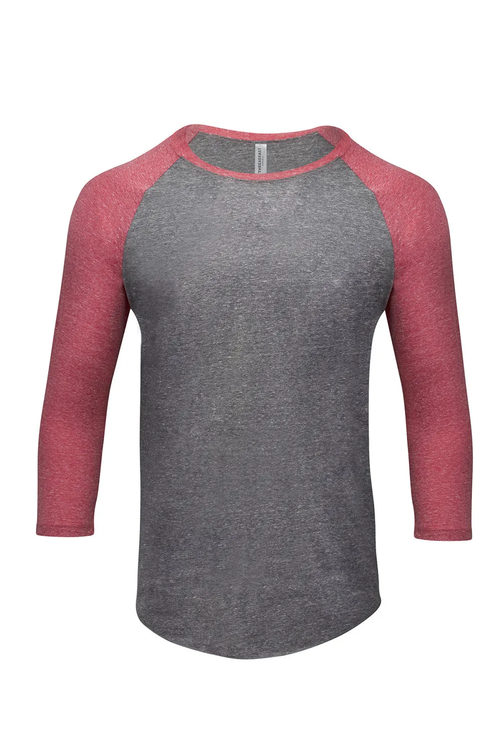 Threadfast Apparel Herren T-Shirt mit 3/4-Ärmel und Rundhalsausschnitt - Grau/Rot Bekleidung Threadfast-Apparel