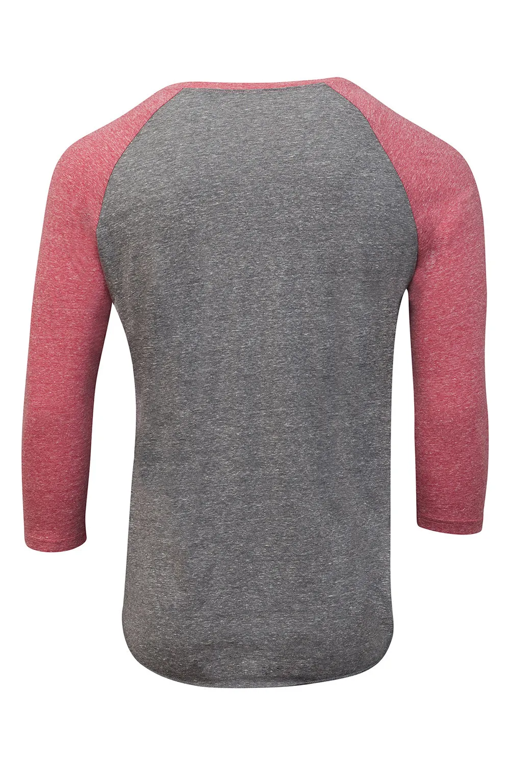 Threadfast Apparel Herren T-Shirt mit 3/4-Ärmel und Rundhalsausschnitt - Grau/Rot Bekleidung Threadfast-Apparel