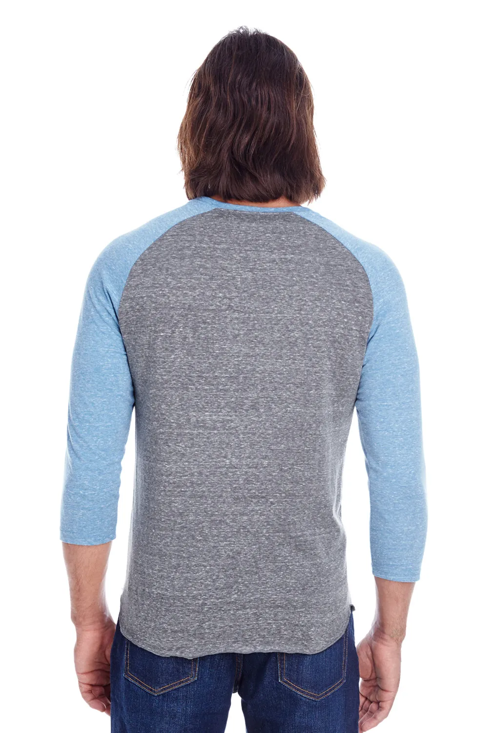 Threadfast Apparel Herren T-Shirt mit 3/4-Arm und Rundhalsausschnitt - Grau/Königsblau Kleidung Threadfast-Apparel