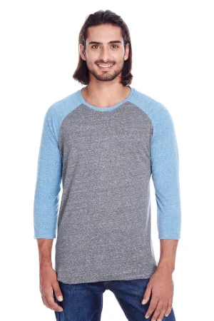 Threadfast Apparel Herren T-Shirt mit 3/4-Arm und Rundhalsausschnitt - Grau/Königsblau Kleidung Threadfast-Apparel