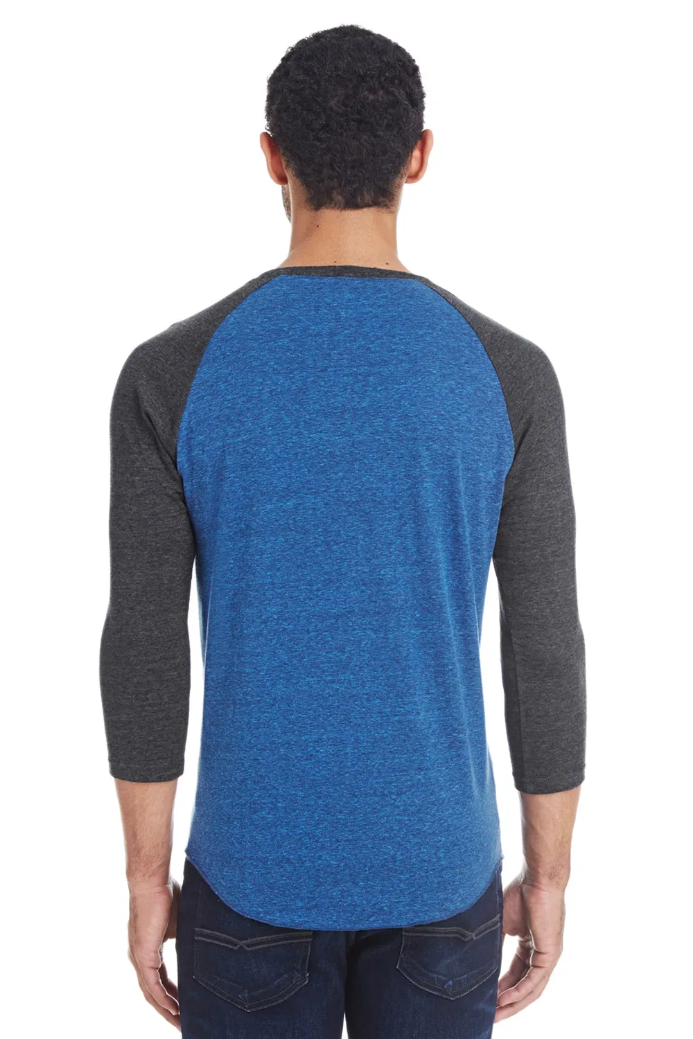 Threadfast Apparel Herren T-Shirt mit 3/4-Arm und Rundhalsausschnitt - Royalblau/Schwarz Kleidung Threadfast-Apparel