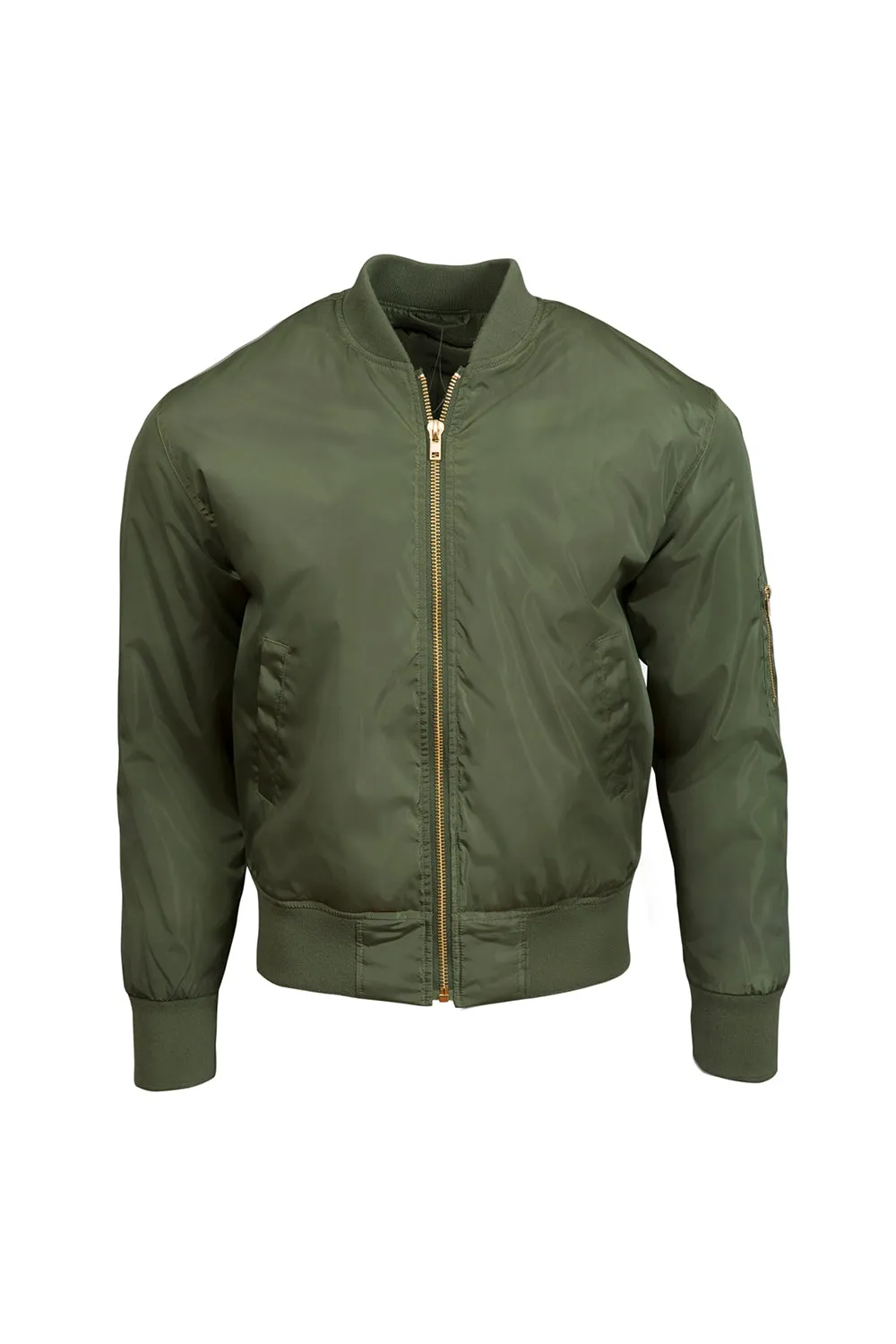 Threadfast Apparel Herren Bomberjacke mit durchgehendem Reißverschluss - Armeegrün