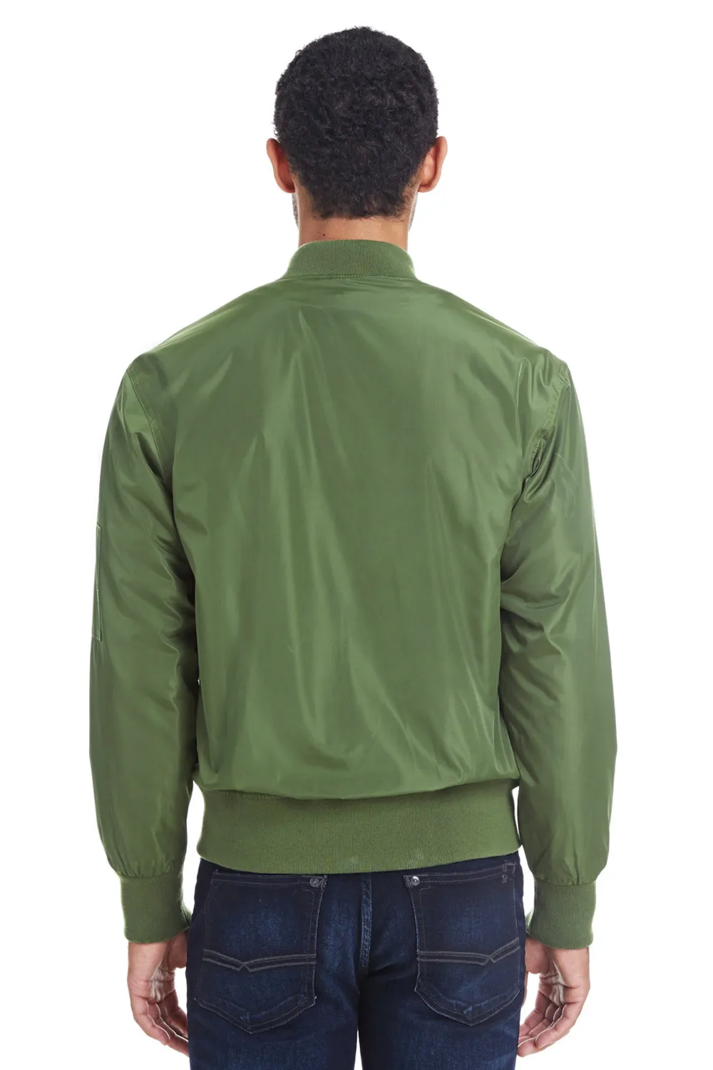Threadfast Apparel Herren Bomberjacke mit durchgehendem Reißverschluss - Armeegrün
