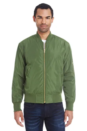 Threadfast Apparel Herren Bomberjacke mit durchgehendem Reißverschluss - Armeegrün