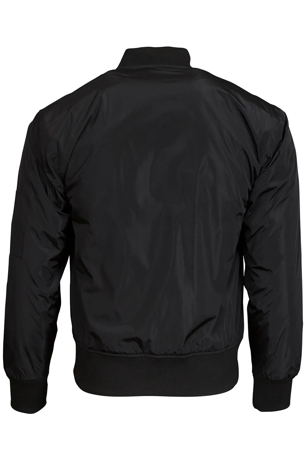 Threadfast Apparel Herren Bomberjacke mit durchgehendem Reißverschluss - Schwarz