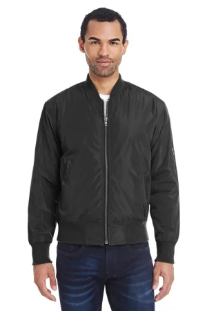 Threadfast Apparel Herren Bomberjacke mit durchgehendem Reißverschluss - Schwarz
