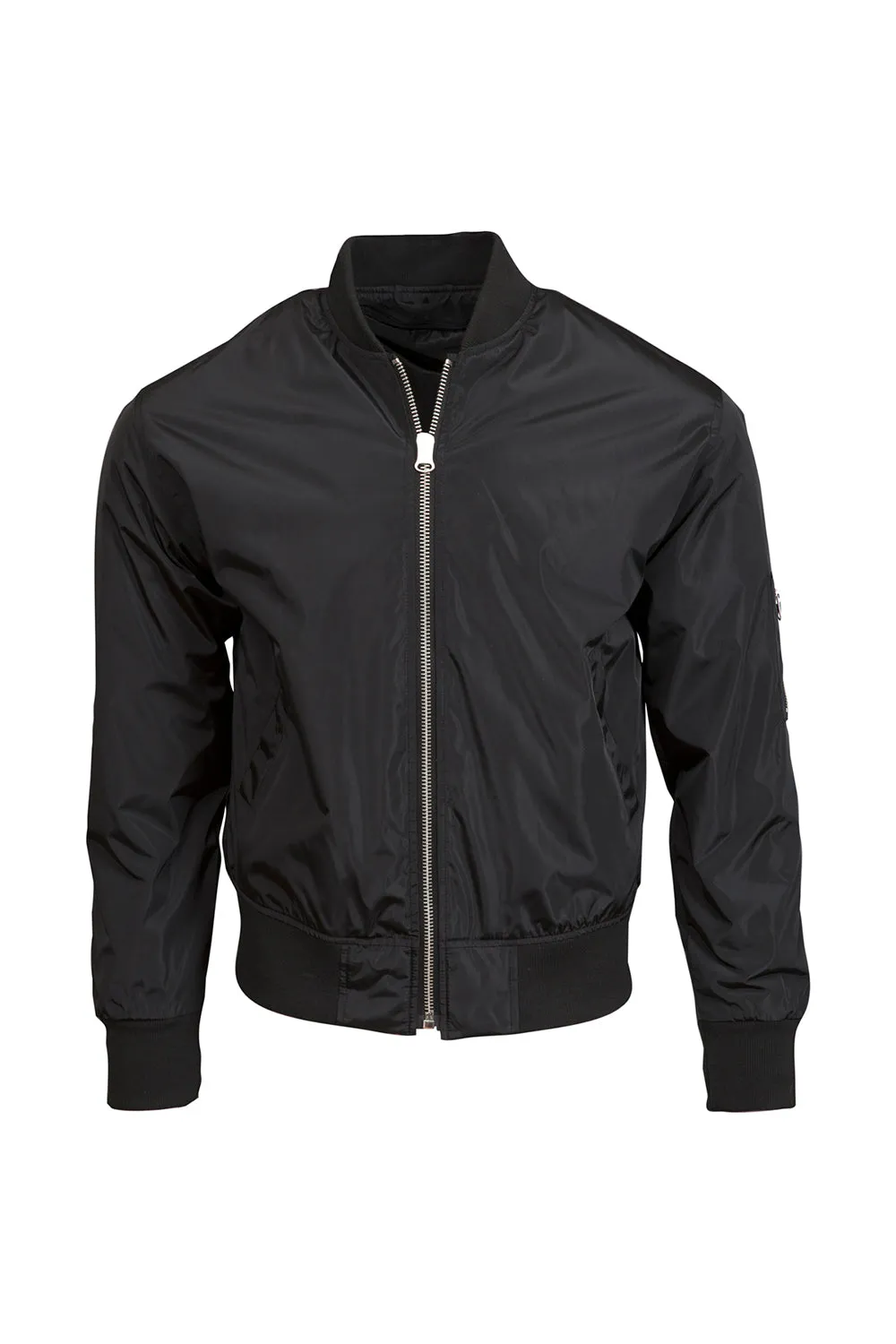 Threadfast Apparel Herren Bomberjacke mit durchgehendem Reißverschluss - Schwarz
