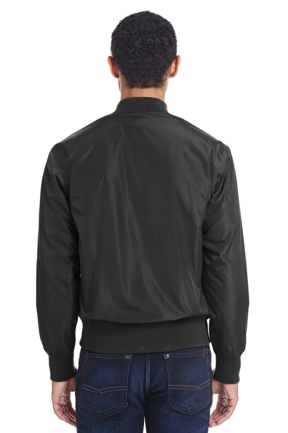 Threadfast Apparel Herren Bomberjacke mit durchgehendem Reißverschluss - Schwarz