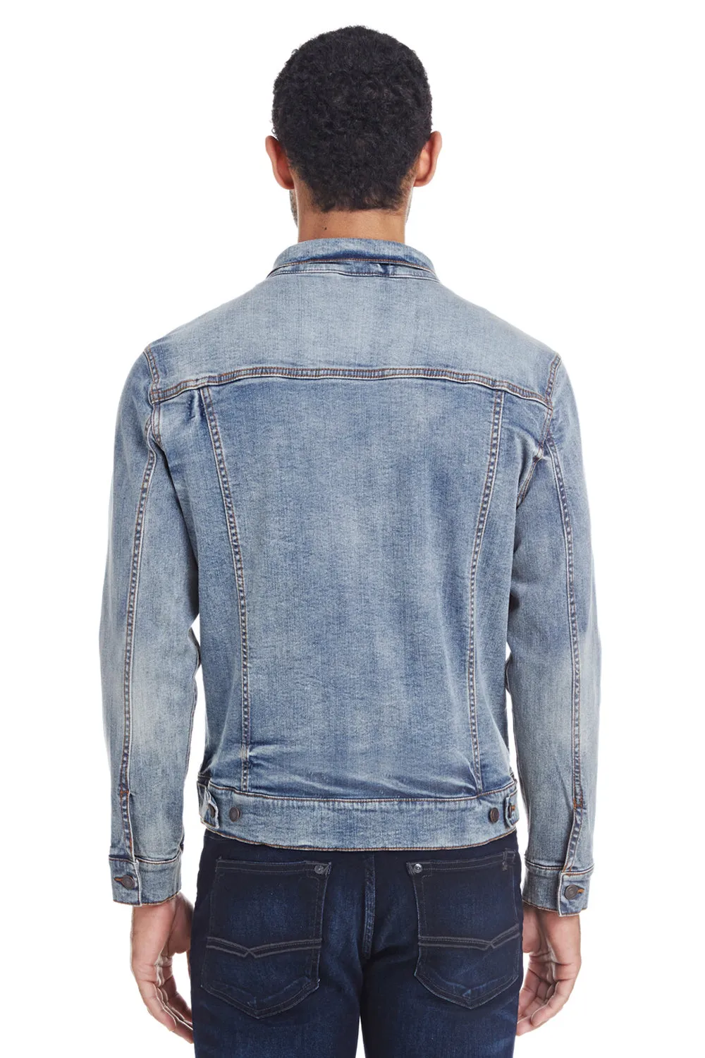 Threadfast Apparel Herren-Denimjacke mit Knopfleiste - Hellblau