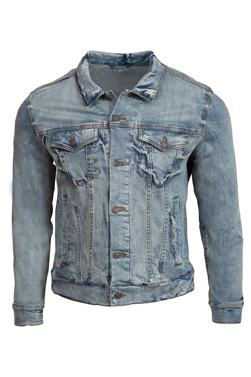 Threadfast Apparel Herren-Denimjacke mit Knopfleiste - Hellblau