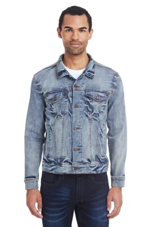 Threadfast Apparel Herren-Denimjacke mit Knopfleiste - Hellblau