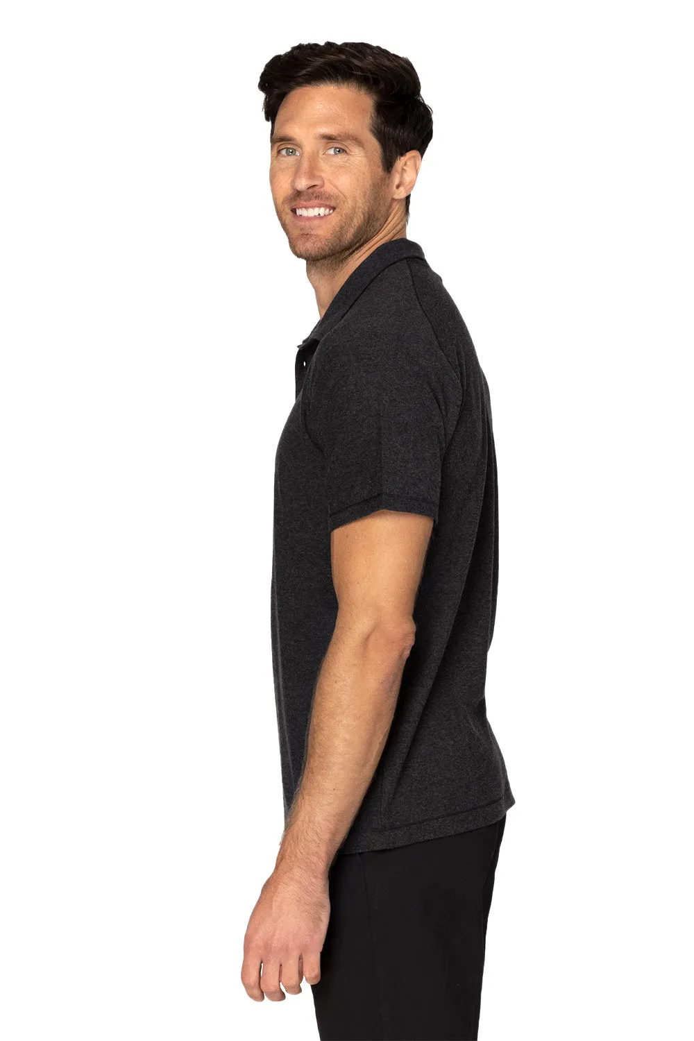 Threadfast Apparel Herren Impact Kurzarm Polo Shirt - Heather Black Kleidung Threadfast-Apparel