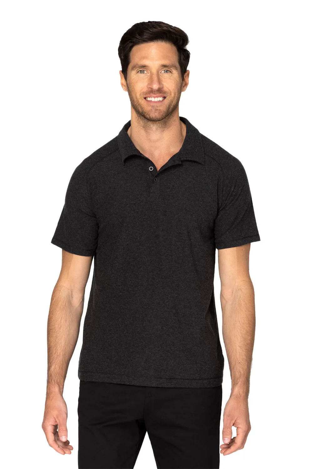 Threadfast Apparel Herren Impact Kurzarm Polo Shirt - Heather Black Kleidung Threadfast-Apparel