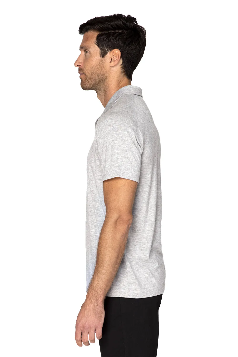 Threadfast Apparel Herren Impact Kurzarm-Polohemd - Heather Grau Kleidung Threadfast-Apparel