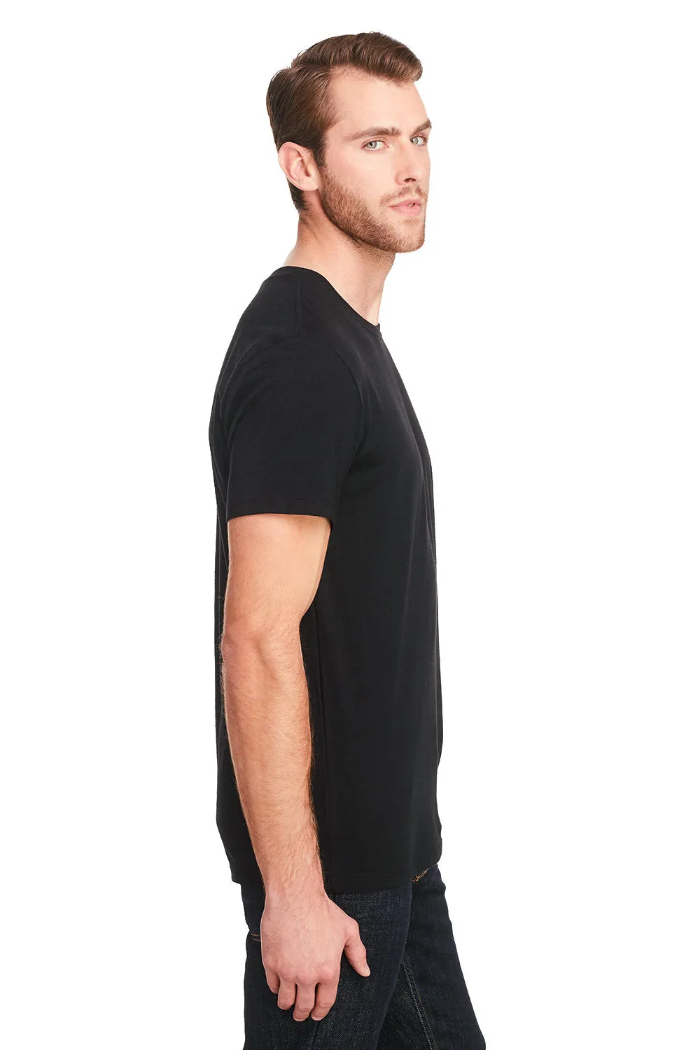 Threadfast Apparel Herren T-Shirt mit kurzen Ärmeln und Rundhalsausschnitt - Einfarbig Schwarz Kleidung Threadfast-Apparel