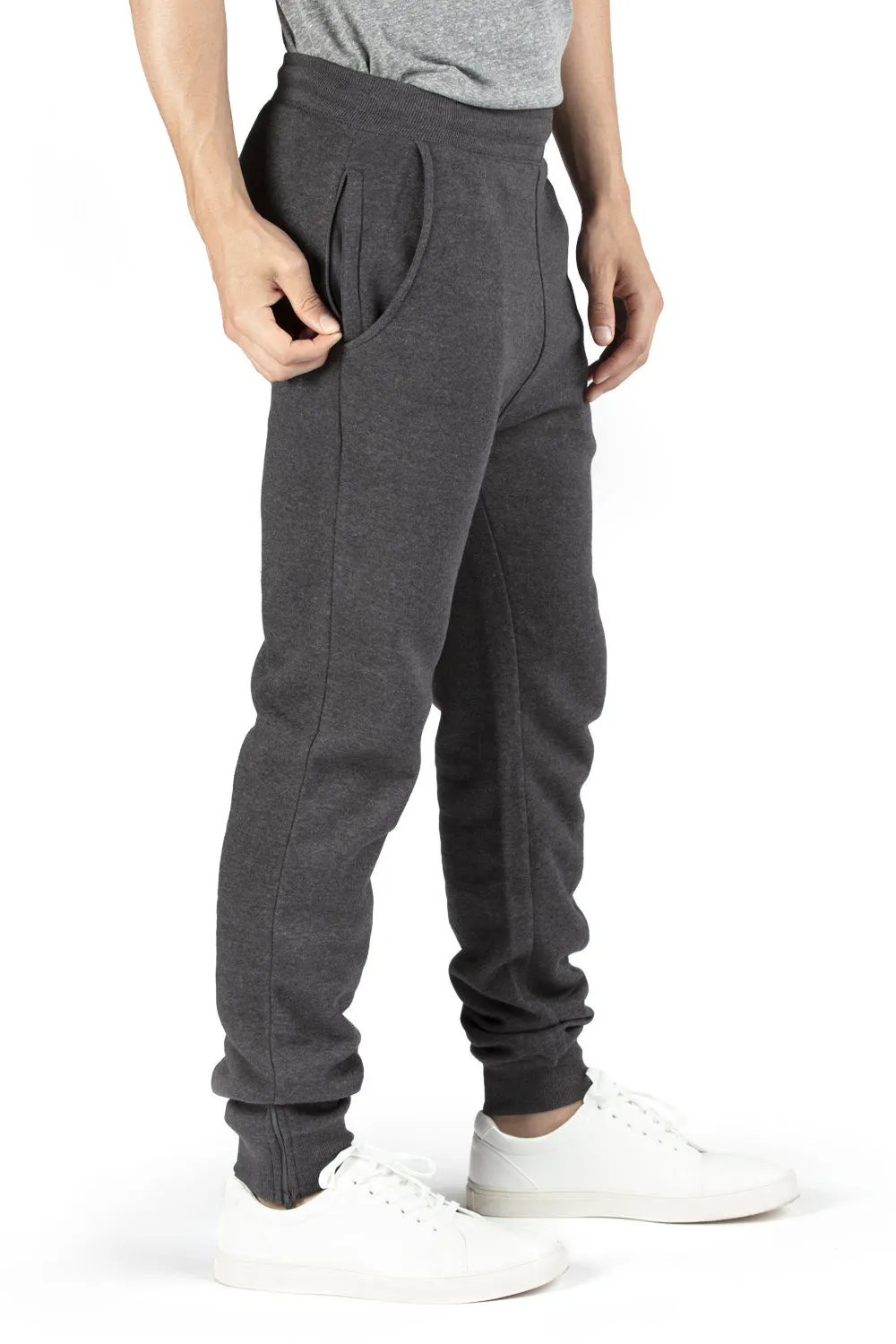 Threadfast Apparel Herren Ultimate Fleece Jogginghose mit Taschen - Meliertes Anthrazitgrau