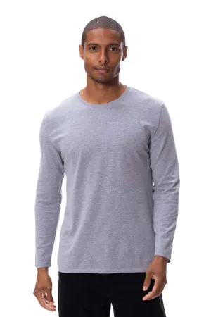 Threadfast Apparel Herren Ultimate Langarm Rundhals T-Shirt - Heather Grau Bekleidung Threadfast-Apparel