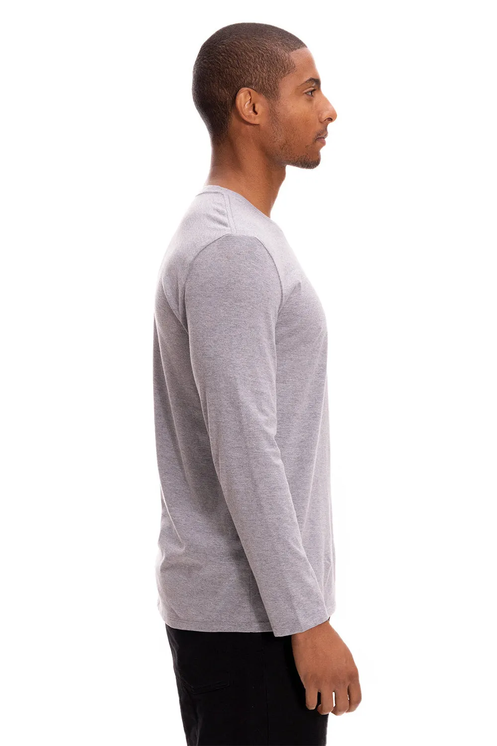 Threadfast Apparel Herren Ultimate Langarm Rundhals T-Shirt - Heather Grau Bekleidung Threadfast-Apparel